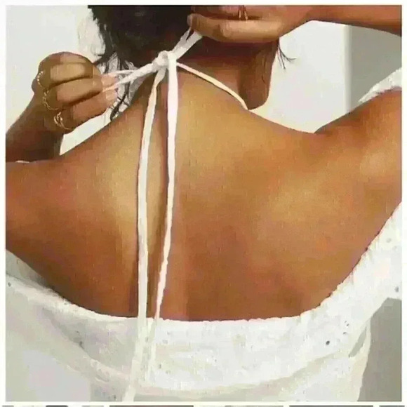 Anthropologie Maeve Athena Eyelet Off-Shoulder Jumpsuit Sz 4 - Picture 4 of 10